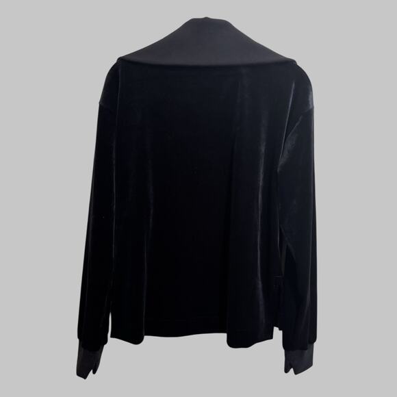 Spanx Velvet Very Black Pullover Half Zip Chic Long Sleeve Relaxed Athleisure M - Picture 2 of 7